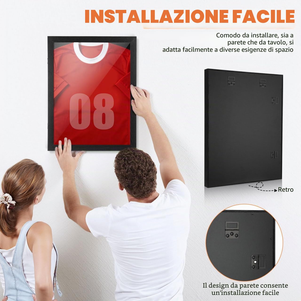 Cabilock Scatola per uniforme sportiva in legno con frontale trasparente per baseball, calcio, basket, espositore da parete per collezione di camicie e cimeli