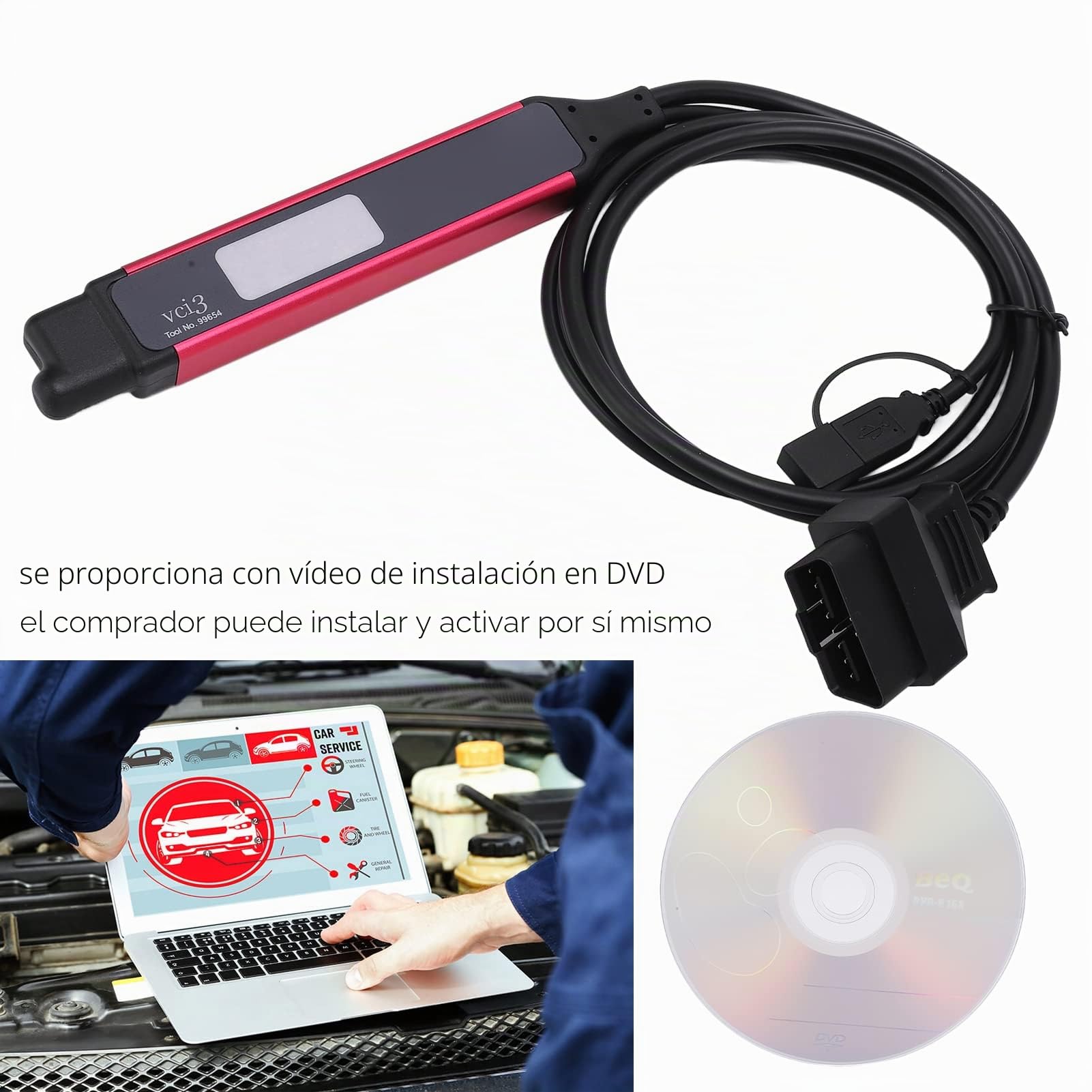 Qiilu VCI 3 Adaptador Escáner WiFi Camión Inalámbrico Lector de Código de Falla del Motor Herramienta de Escaneo de Diagnóstico para Camión
