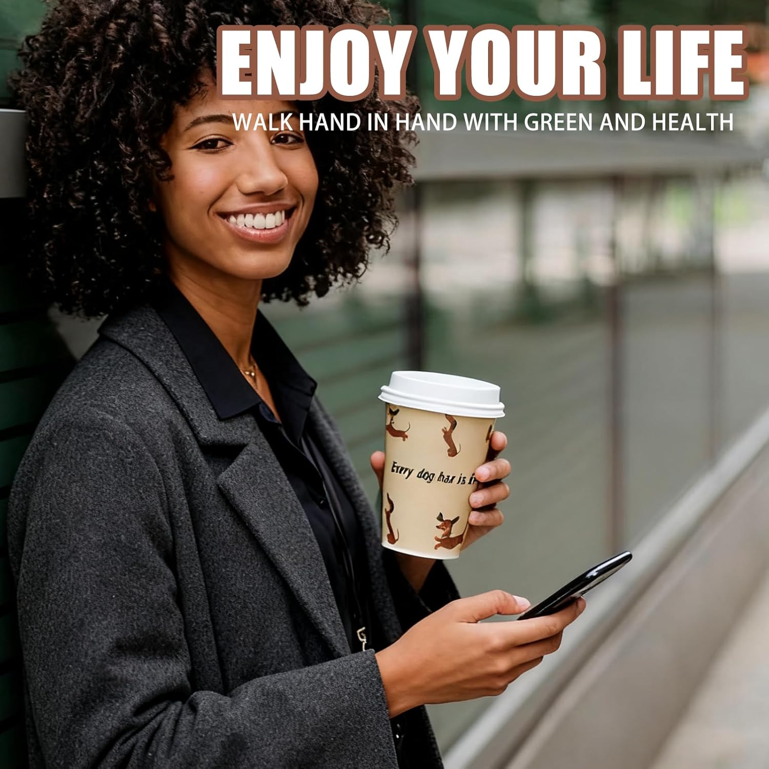 12 OZ 25 Pack Disposable Cups Paper Coffee Cups with Lids, Disposable Paper Cups for Cold/Hot Drinks, Leak-Proof To Go Drinking Cups for Office Party Home Picnic & Travel (Dachshund Dog) - Image 7