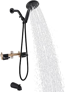 2 Handle Shower Tub Kit,Tub and Shower Faucet Set with 8-Setting Handheld Shower Head and Tub Spout,Matte Black