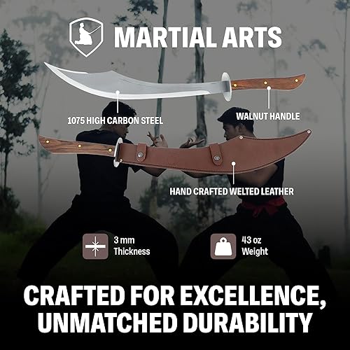 Miniatura 3 de Condor Tool & Knife Sinbad - Espada árabe de acero de alto carbono 1075 con mango de nuez, funda de cuero soldada hecha a mano, hoja de 21 pulgadas,