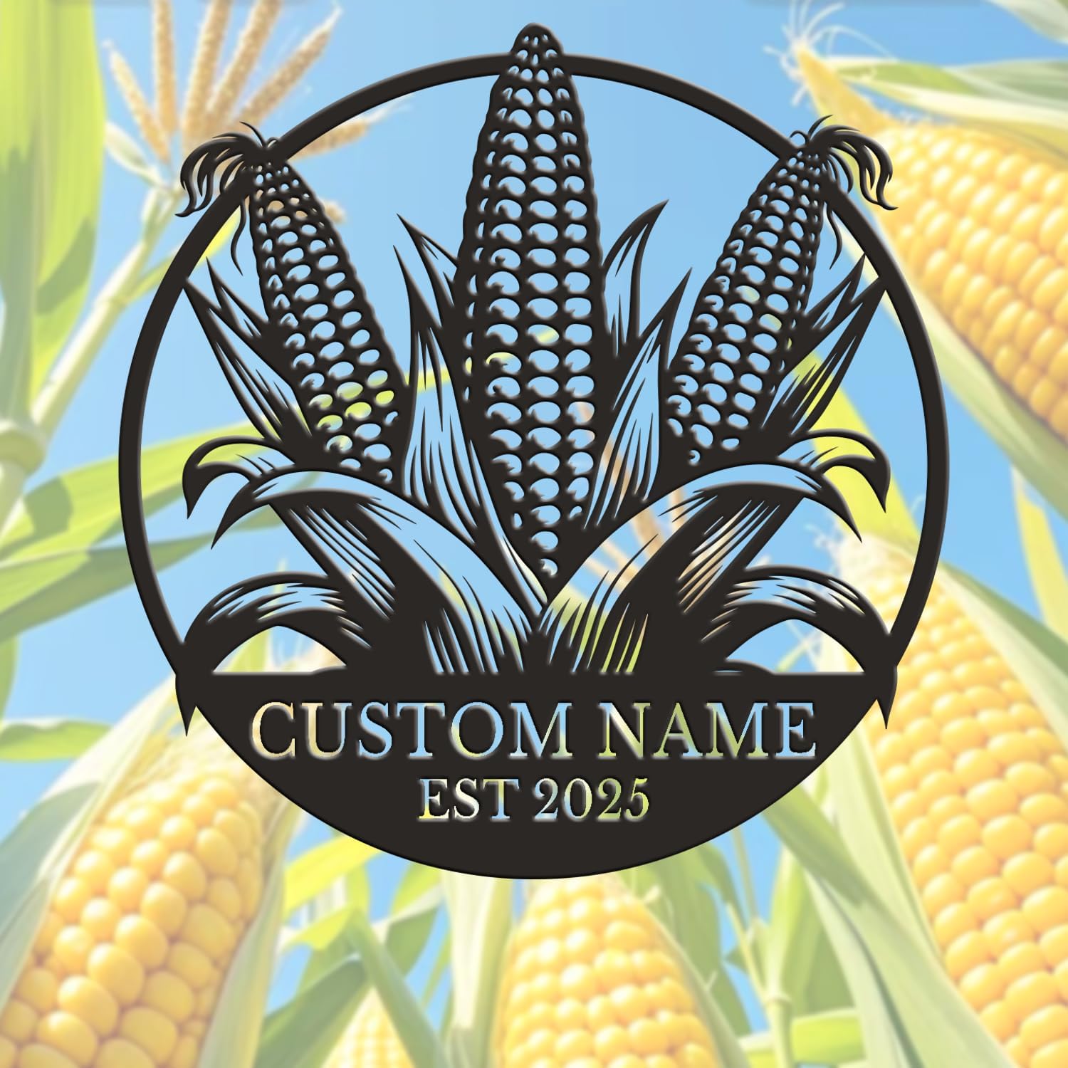 Custom Corn Farm Metal Sign, Personalized Vegetable Garden Decor, Rustic Cornfield Art, Outdoor Farmhouse Sign, Corn Harvest Wall Decor (Style-2)