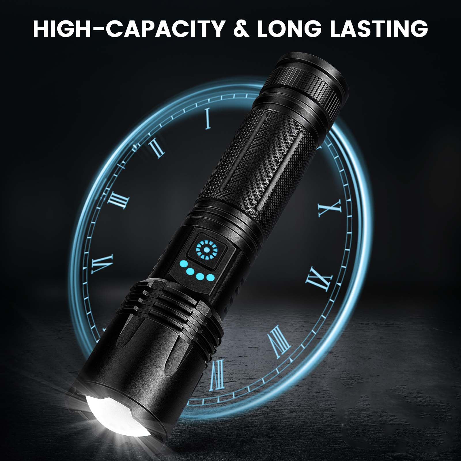 Confezione da 3 torce ricaricabili ad alta luminosità, 9000 lumen, torcia LED super luminosa per casa e campeggio, torcia portatile impermeabile con 5 modalità e funzione regolabile