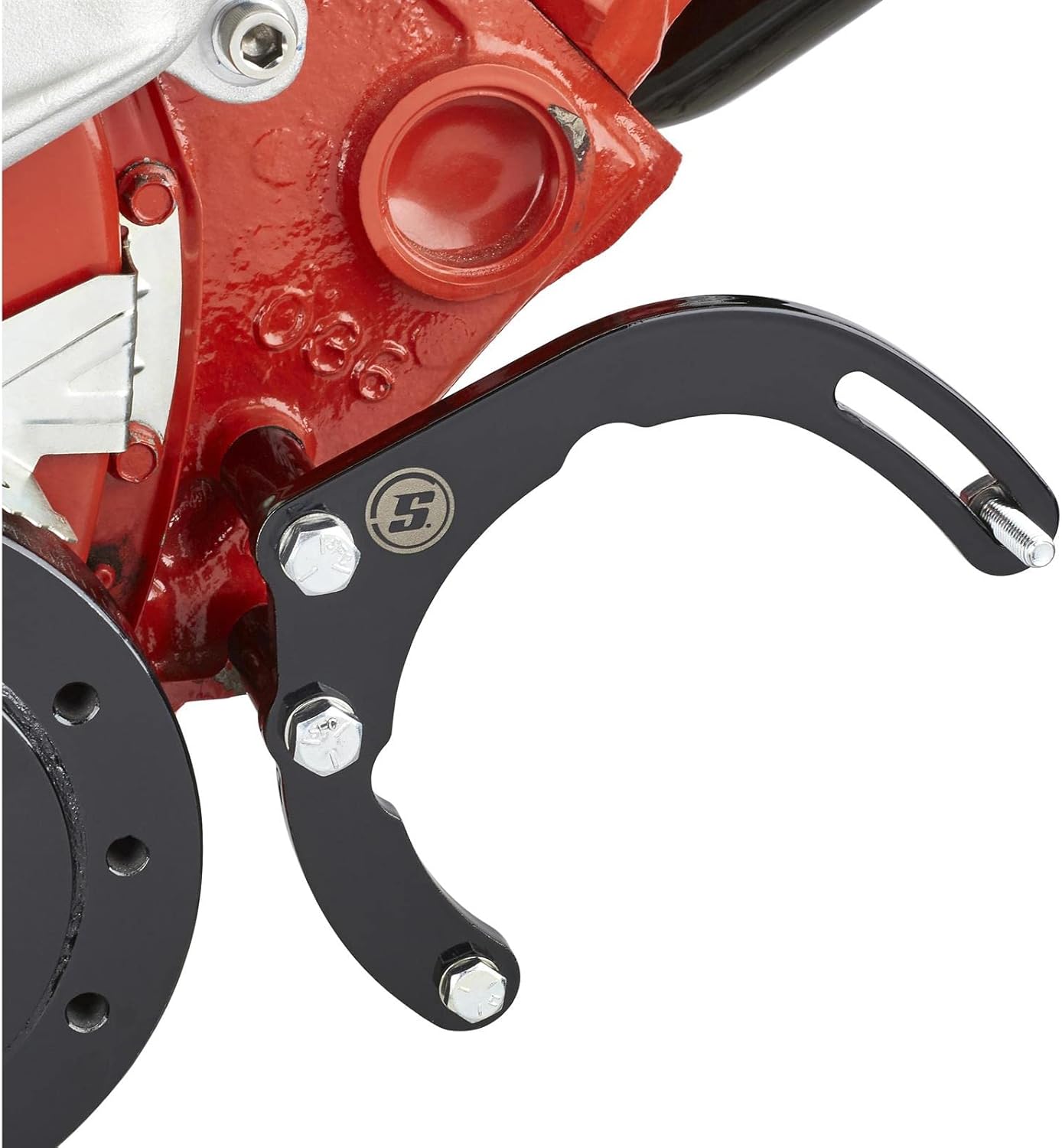 Speedway Motors Low Mount Alternator Bracket for Mini Race Alternator SBC Driver Side Steel Black Powder Coat Includes Mounting Hardware 6.15 Inch Center Spacing