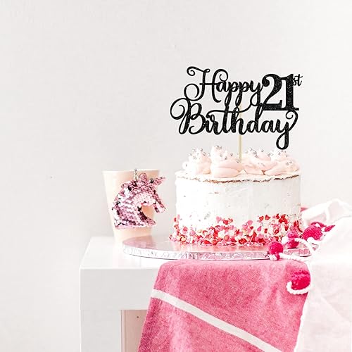 Miniatura 4 de Decoración para pastel de feliz cumpleaños 21, decoraciones de felicitación a 21 años, decoración fabulosa de 21, decoraciones de fiesta de