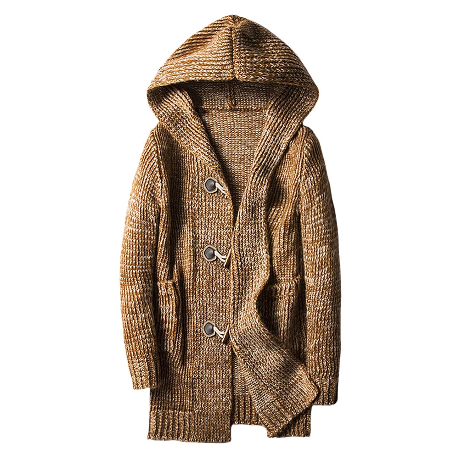Genérico Jersey Hombre Cardigan, Chaqueta Punto Hombre con Botones Corte Regular Cárdigan De Punto Color Liso Holgado Casual Punto Grueso Suéter Otoño Invierno