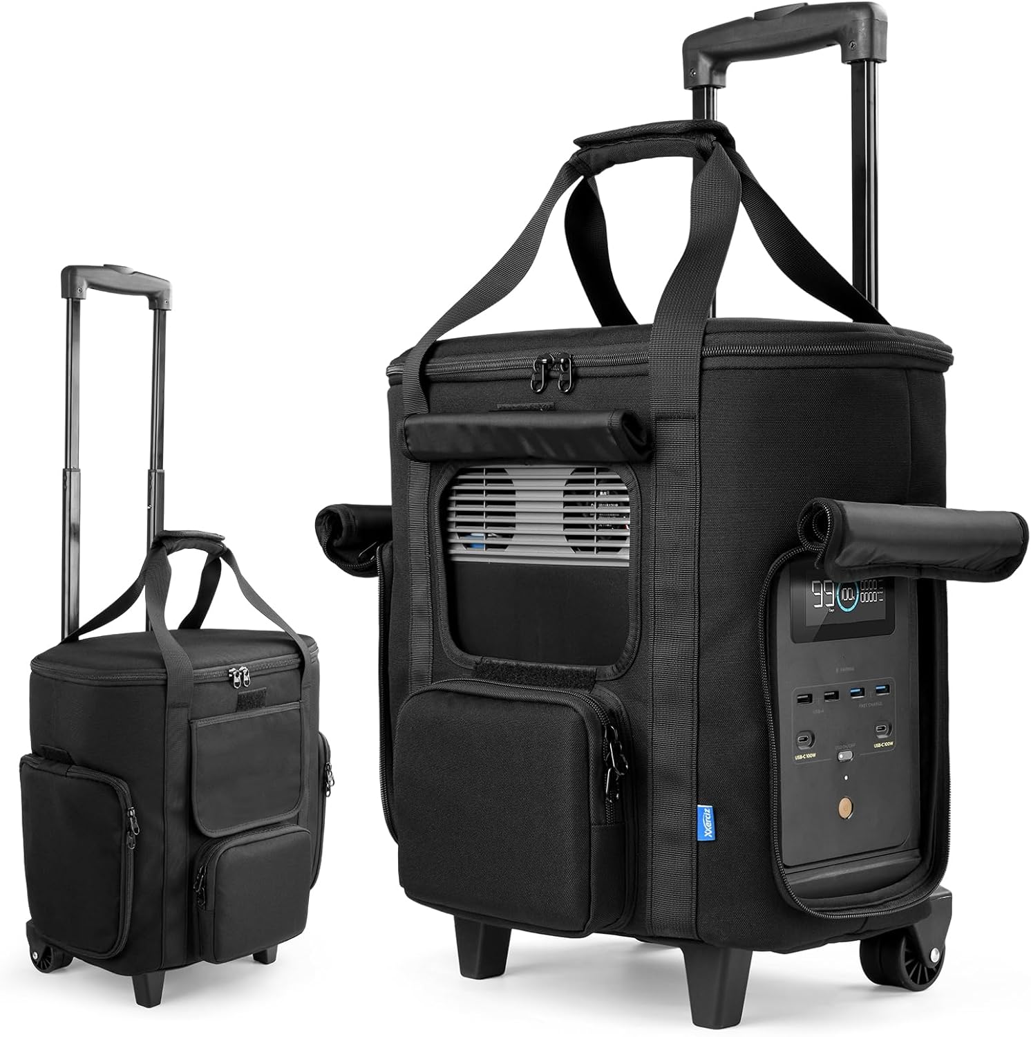 Xxerciz Carrying Bag Compatible with ECOFLOW DELTA 2, Power Station Storage Case with Wheels and Pull Rods, Portable Generator Rolling Bag with Multi-Pocket and Handle for Outdoors