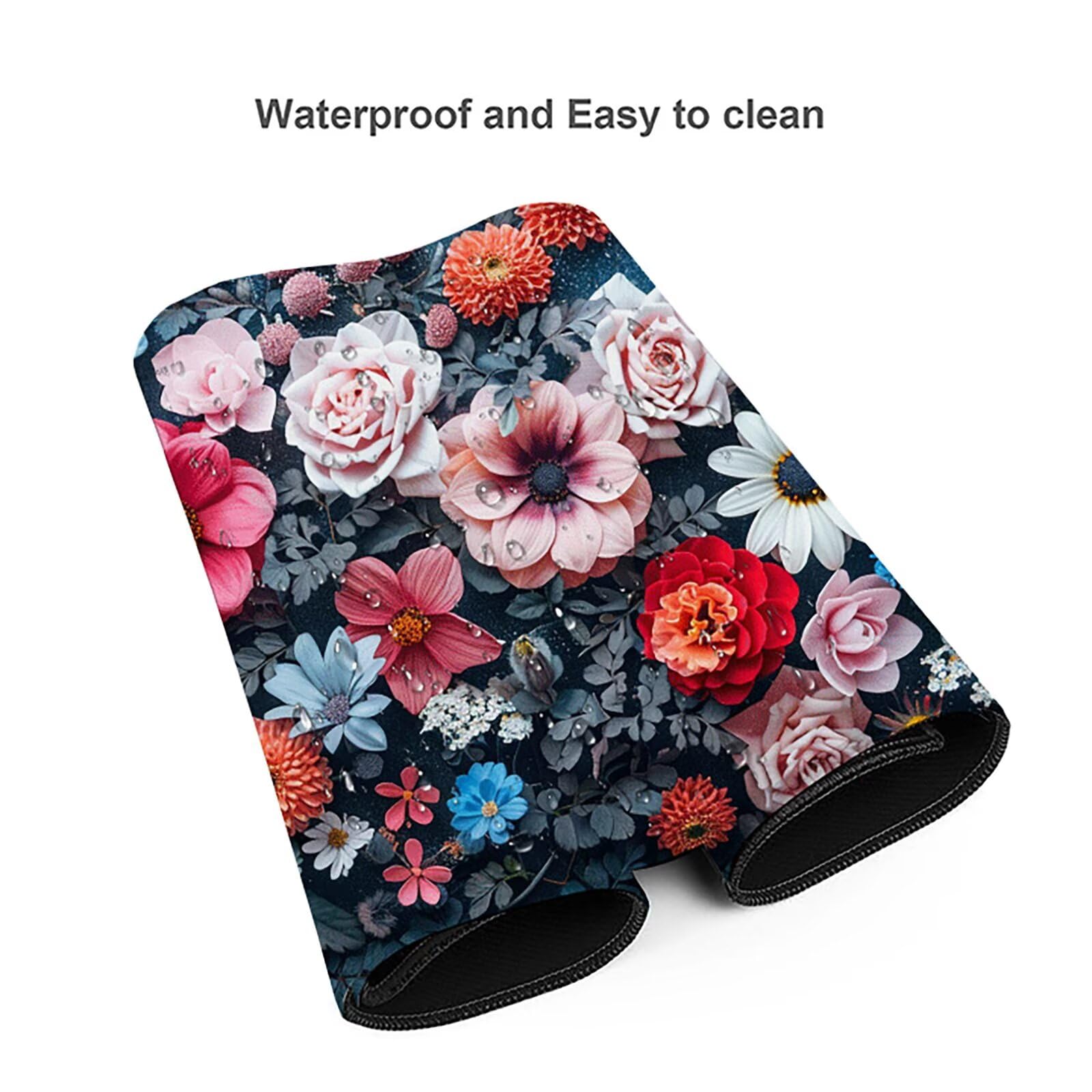 Flor Alfombrilla Ratón Gaming XXL 1500x800 mm, Alfombrilla Gaming Rosa Mousepad con Base de Goma Antideslizante, Impermeable Desk Mat para Teclado y Raton, Accesorios Gaming, Regalos de Hombre 5-2
