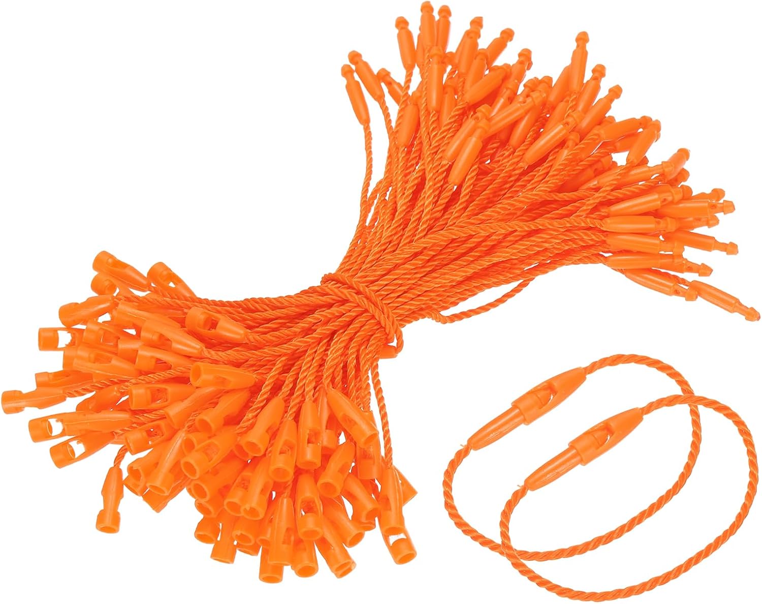 PATIKIL Polyester Hang Tag String Snap Lock Pins 4" Orange 100 Pcs