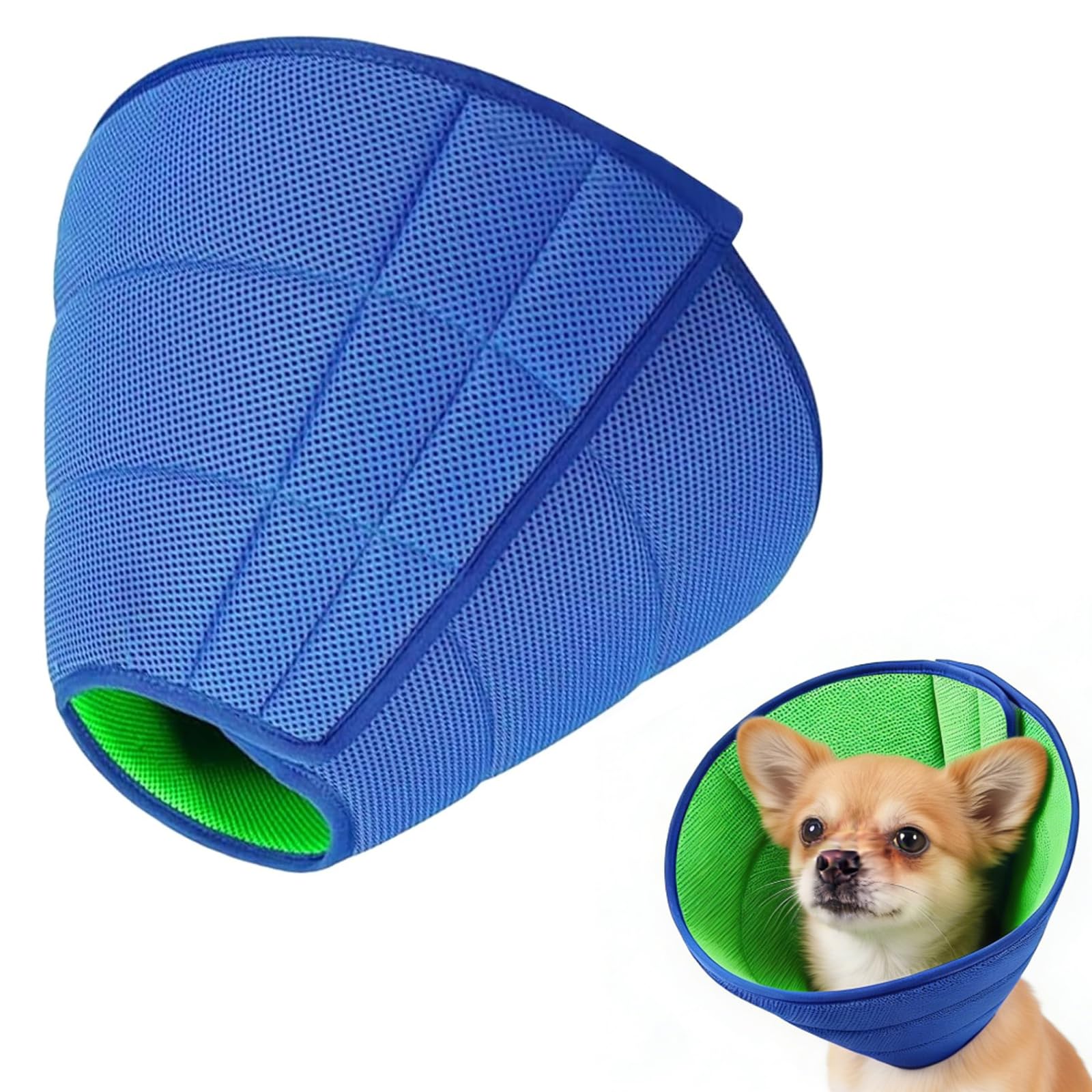 Dog Cone Collar, Soft Recovery Collar for Small Dogs After Surgery, Comfortable and Adjustable Dog Cone to Prevent Licking, Blue S Size