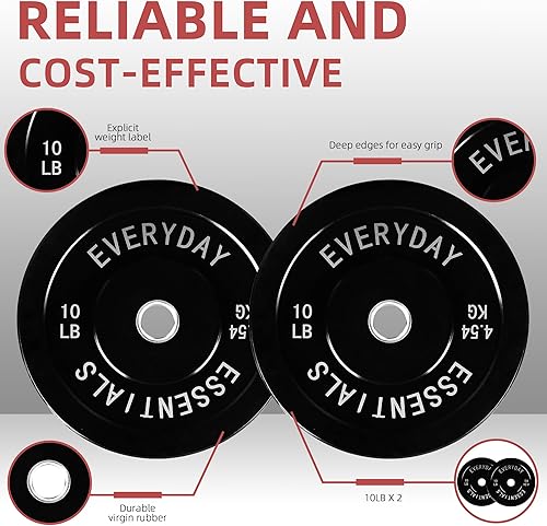 Miniatura 6 de Fitvids Placas de Tope Olímpicas de 2 Pulgadas, Placas de Peso Perfectas para Levantamiento de Pesas y Entrenamiento de Fuerza, Múltiples Pesos