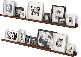 Wallniture Denver 48 Inch Long Floating Shelves for Wall, Narrow Picture Ledge Shelf Set of 2, Wall Shelves Walnut Color