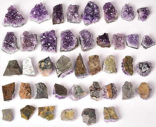 Miniatura 5 de JIC Gem Cúmulos de Amatista Naturales, Roca de Geoda de Amatista en Bruto, Cristales Curativos de Amatista, Cúmulo de Piedras Preciosas para Brujería