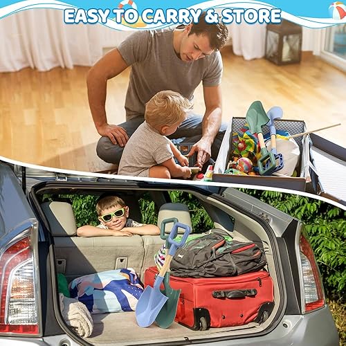 Miniatura 6 de Dilabnba Palas de arena para niños de 16 pulgadas15.7 in, herramienta de jardinería, mango de madera resistente, pala de plástico ABS, pala de