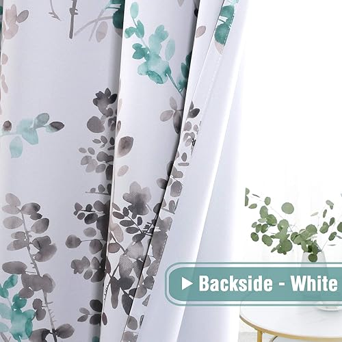 Miniatura 6 de H.VERSAILTEX Cortinas florales de 95 pulgadas de largo con patrón impreso, cortinas de oscurecimiento para dormitorio, bolsillo para barra, cortinas