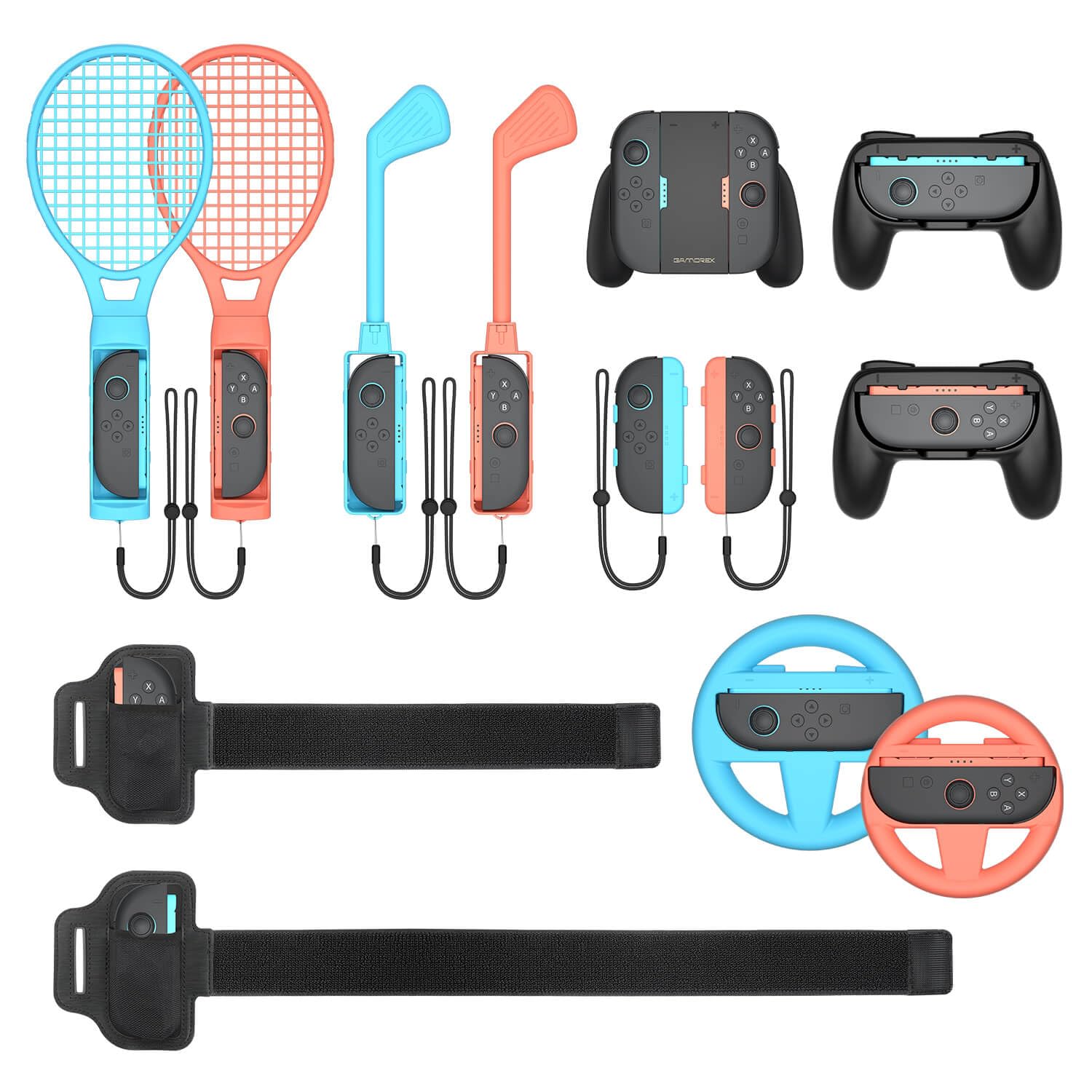 Gamorek Switch 2 Sports Accessories Bundle Compatible with Nintendo Switch 2 Console & Joy-con, Family Sports Party Pack Accessories Kit(Only fit Switch 2)