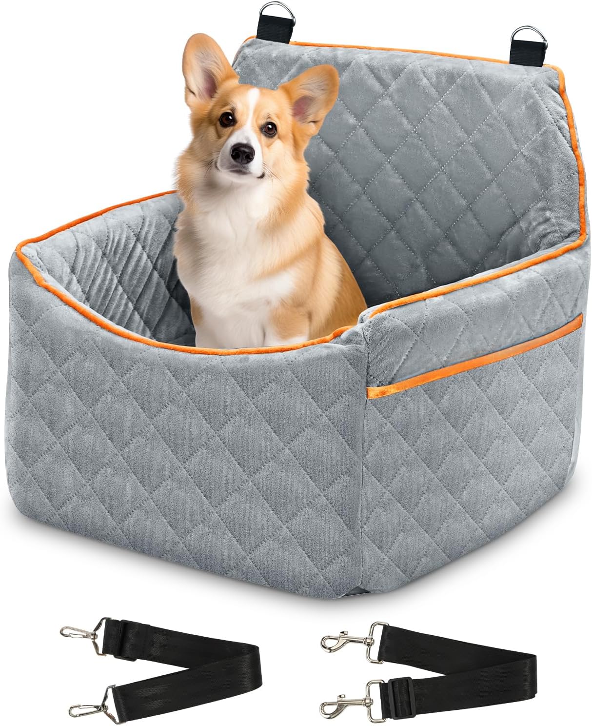 Furlove Dog Car Seat For Medium/Large Dogs - Reversible Dual-Sided Travel Dog Car Bed With Memory Foam, Washable Pet Booster Seat For Dogs Up To 55 Lbs Or 2 Small Dogs, 2 - View #10