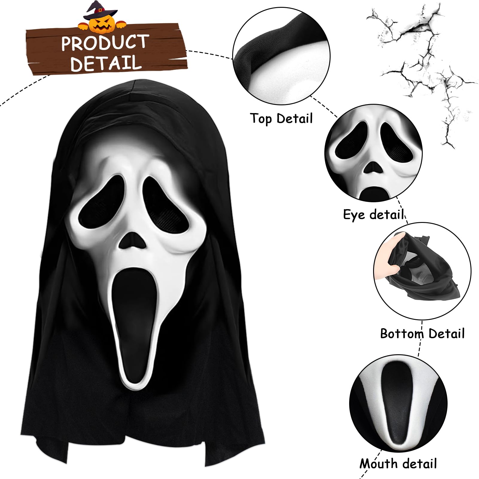 Maschera a Forma di Teschio per Halloween, Maschera con Teschio per Halloween, Maschera da Scheletro con Kiefe Mobile, scheletro 3D per Halloween Carnevale Cosplay