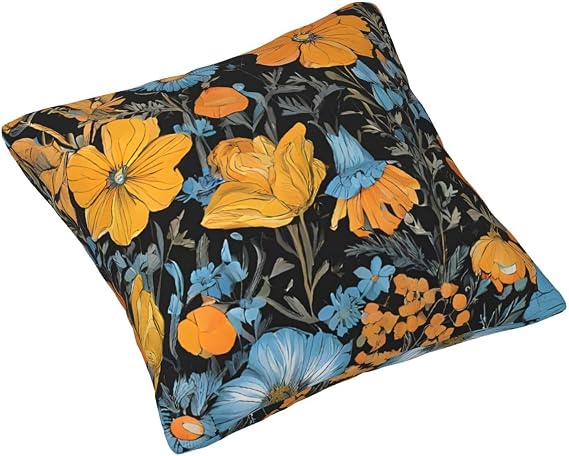 (Hippie Pattern) Print Throw Pillow Covers 18x18 in for Couch Sofa Chair Fall Velvet Decorative Pillow Covers Pillowcase for Living Room Patio Sunrooms Farmhouse Car