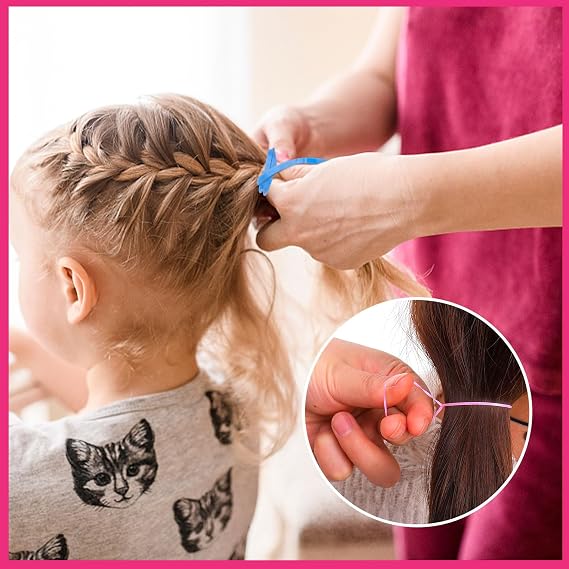 28 Colored Rubber Bands for Hair, 1500 Pcs Small Girls Elastic Ties With 6 Styling Tools - Colorful Accessories for Baby Toddlers Kids