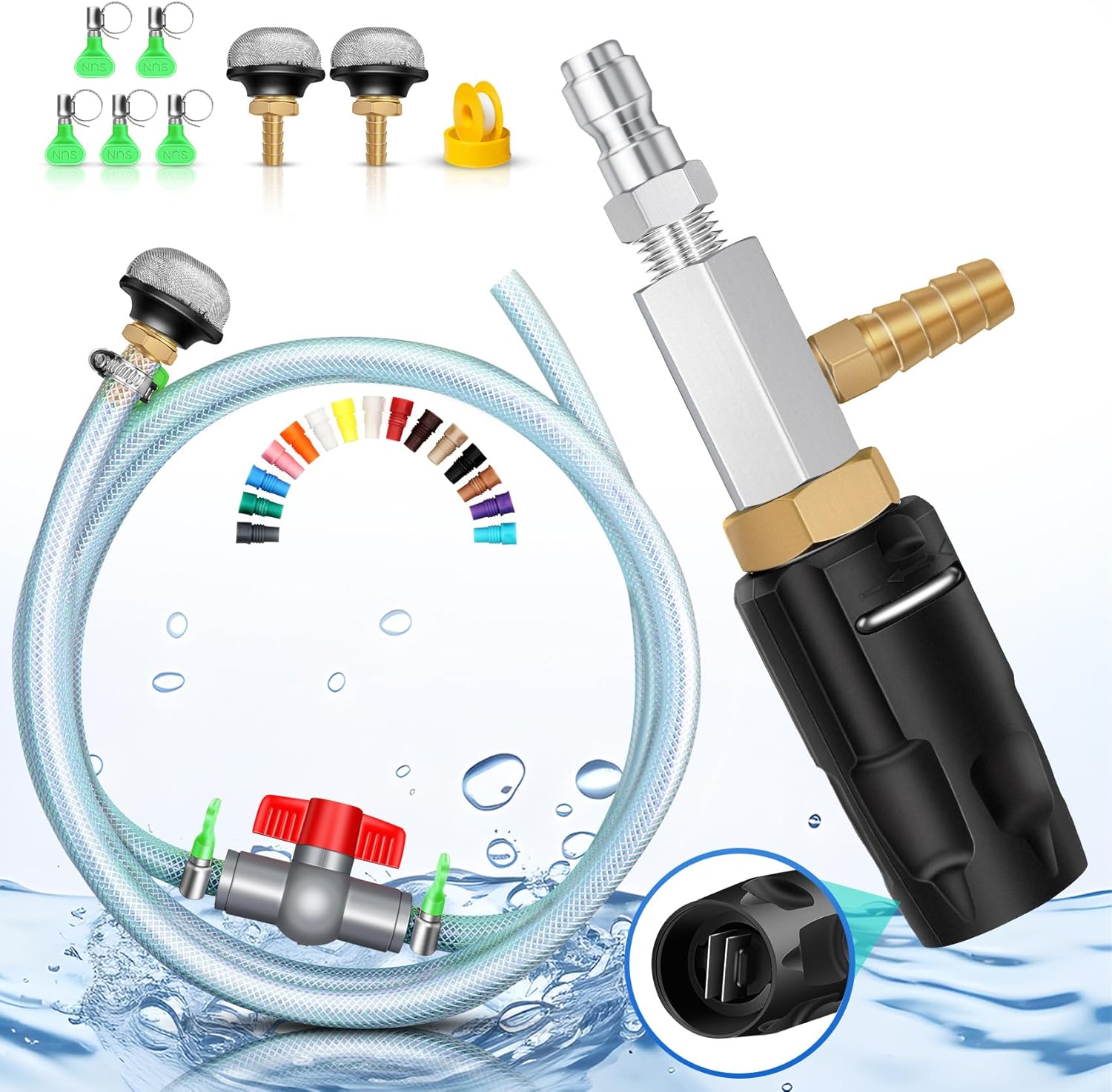 Magula Adjustable Long Range Pressure Washer Nozzle Kit, 4–4.5 GPM Downstream Injector, 40FT Spray, 1/4” Quick Connect, 15FT Hose, Pressure Washer Spray Nozzle | W/ 2000 to 4500 PSI