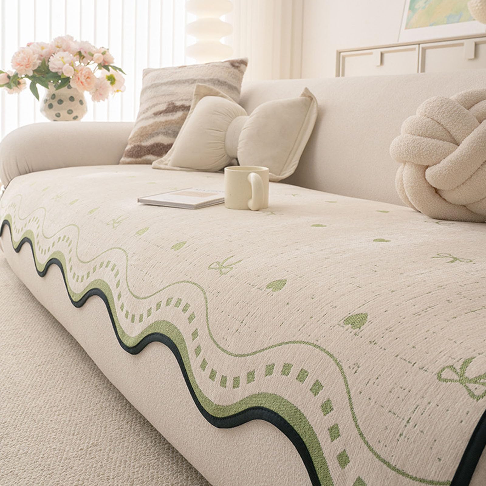 Housse de canapé chenille lavable antidérapante pour sofa sectionnel