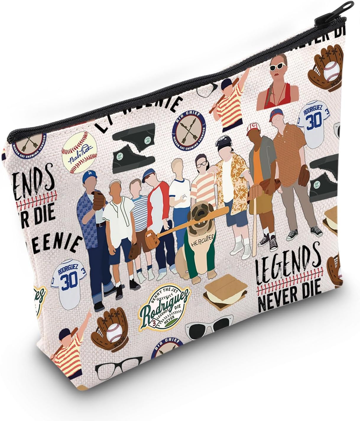 WZMPA Scotty & Benny Travel Makeup Bag Scotty & Benny Fans Gift The Jet Rodriguez Benny Zipper Bag Benny Baseball Inspired Gift (never die)