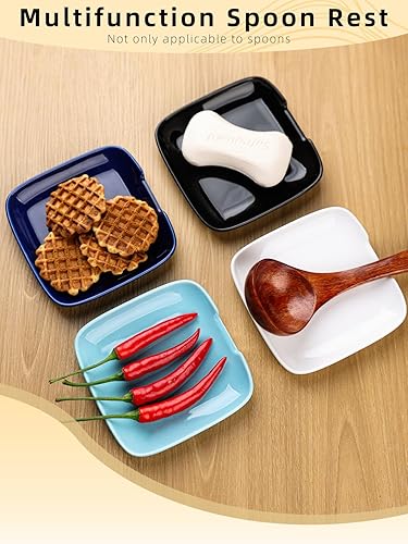 Miniatura 6 de GDCZ Soporte de cuchara de cerámica para estufa, soporte grande de 4.75 pulgadas para encimera de cocina, soporte de cuchara de café blanco, soporte