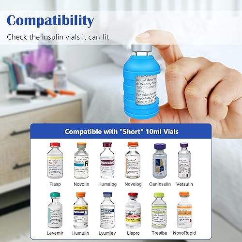 Vista 37 de Funda protectora de insulina a través de botella para diabéticos, soporte de silicona para la mayoría de los viales de insulina de 0.3 fl oz