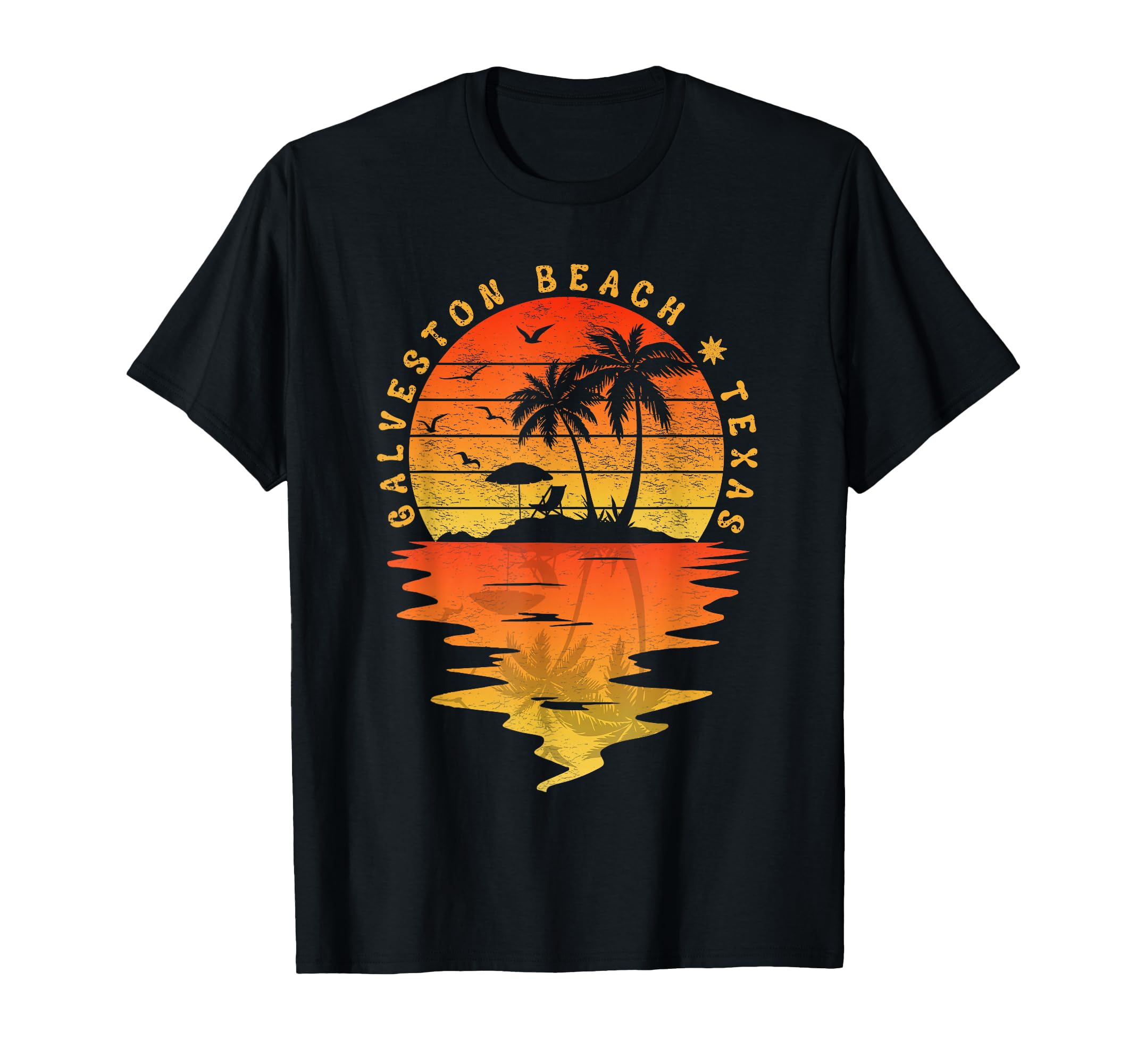 Family Vacation Tees Texas Galveston Beach Vintage Palm Tree T-Shirt