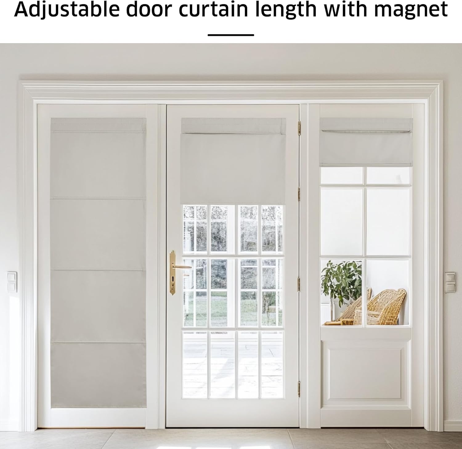 NICETOWN Blackout Door Blinds, No Drill No Tools Thermal Insulated Door Shade for French Door, Roman Roll Up Curtains for Light Conrol, Sidelight Curtains, 24" W x 72" L, 1 Panel, Natural