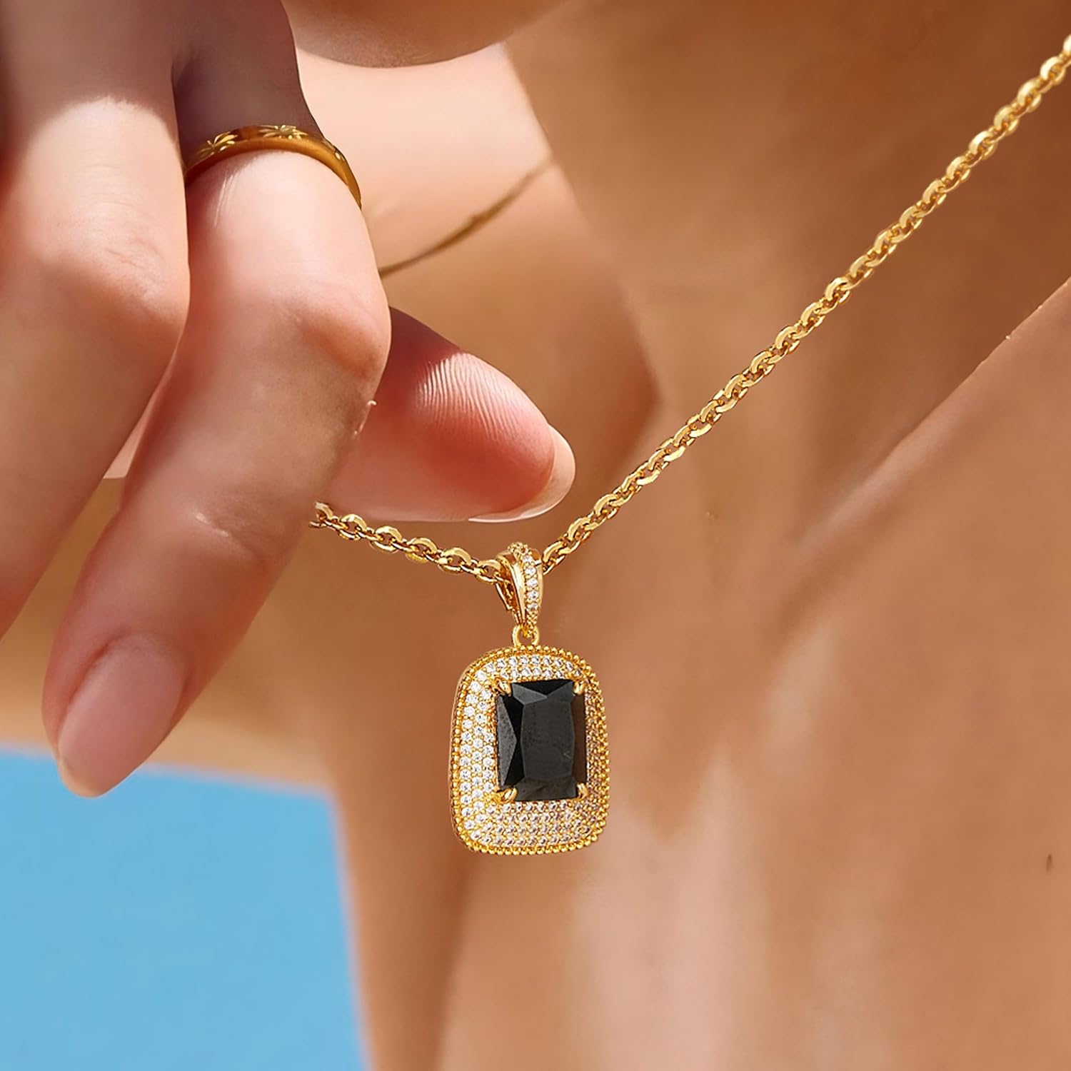 Fettero Gold Necklace for Women, Dainty 14K Gold Plated Pendant Necklaces for Women Trendy Simple Chain Necklace Evil Eye, CZ Rose, Charm Moon, Lucky Italian Horn, Gold Star Necklace Fashion Jewelry - Image 2