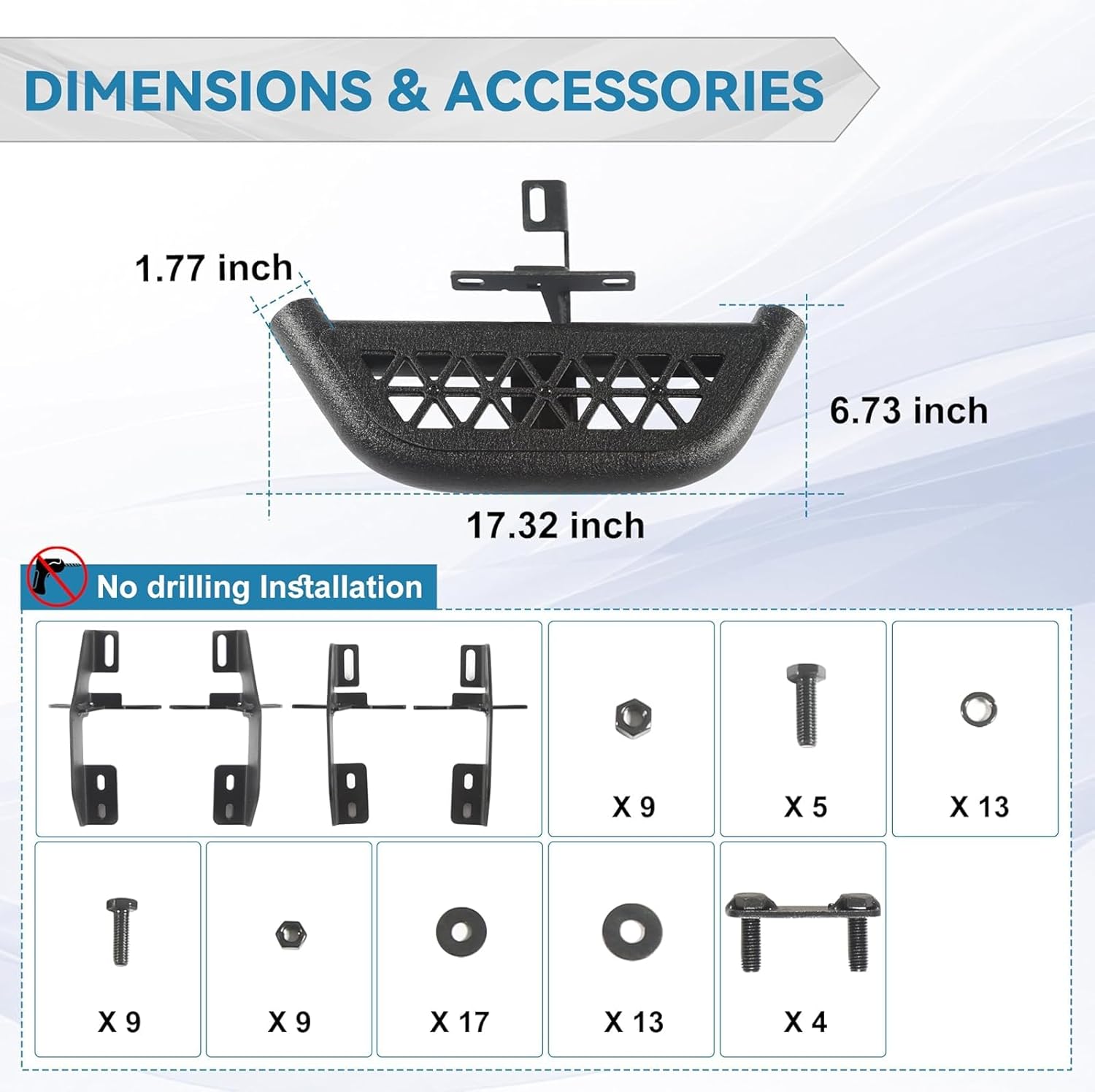 Side Steps Set of 4 Compatible with Jeep Gladiator JT 4 Doors 2019-2025, Heavy Duty Carbon Steel Running Boards Fit for Gladiator Front/Rear Door, 6.7" Anti-Slip Small Steps