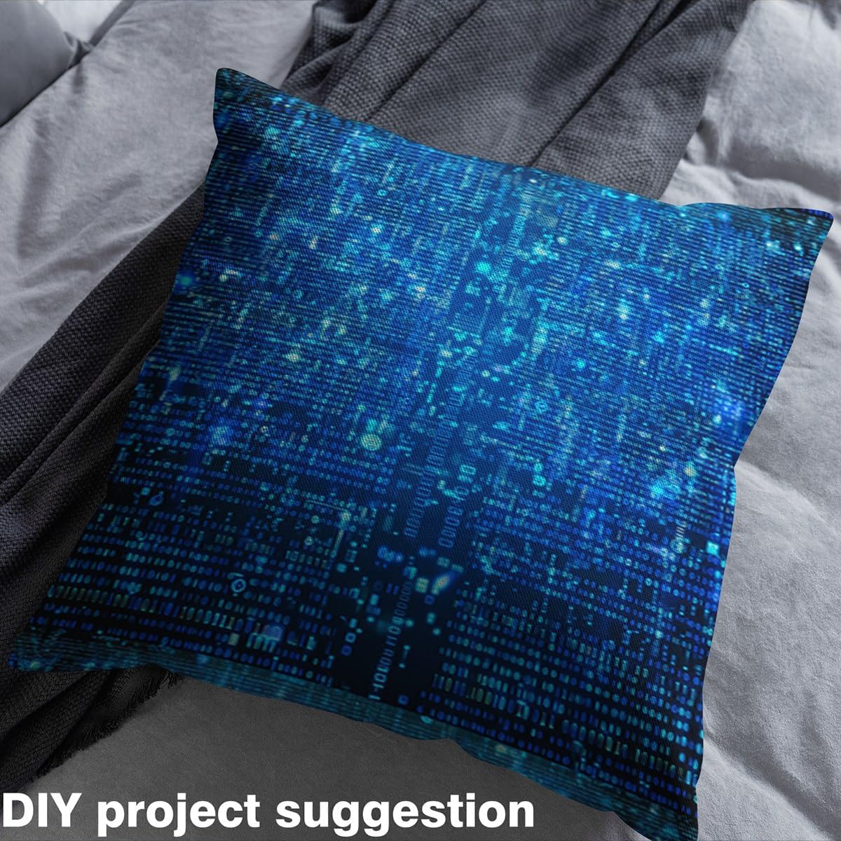 Erosebridal Technology Fabric by The Yard for Chairs,Computer Theme Upholstery Fabric for Girls Boys Teens Adult,Contemporary Craft Patchwork Watercolor Waterproof Decor,5 Yards,Dark Blue Black