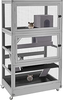 Large Chinchilla Cage Rolling Small Animal Cage for Adult Rats, 4 Level Critter Nation Cage Hutch for Ferret Bunny Indoor