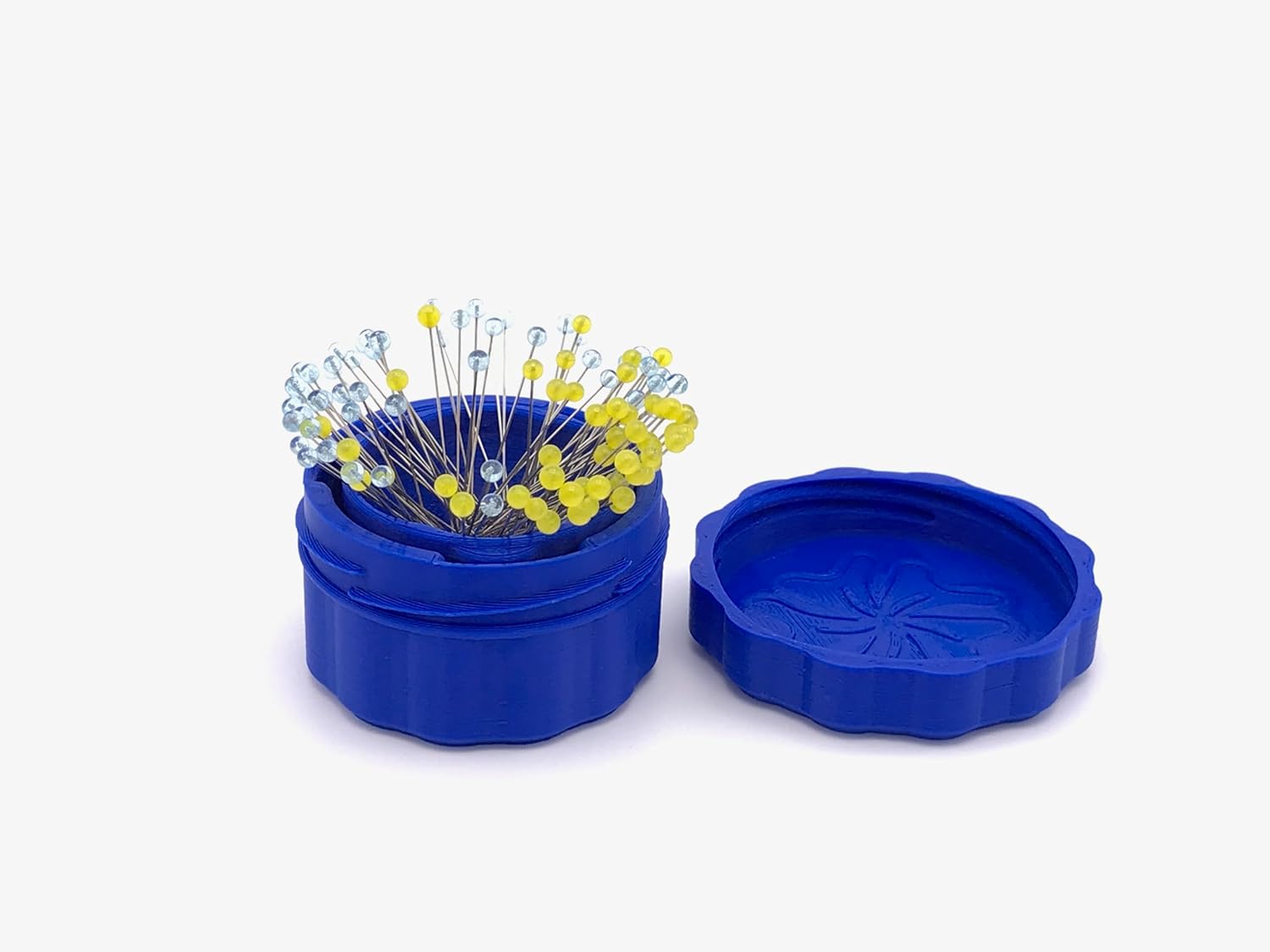 Innovative Sewing and Quilting Notions By Purple Hobbies, Including Magnetic Pin Cups, Pinnable Quilt Block Markers with Case, Pattern Stand, etc … (Standard Royal Blue Magnetic Pin Cup)