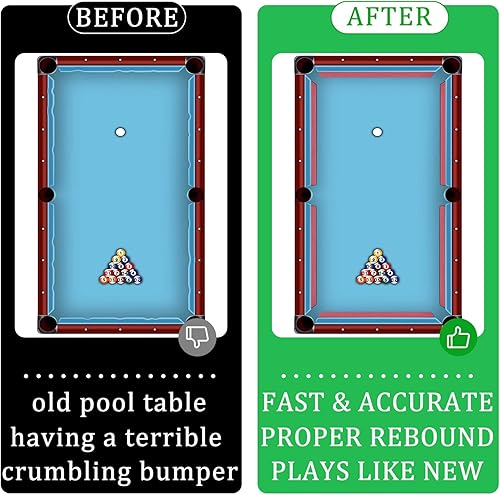 Miniatura 2 de Podoy Kit de repuesto de mesa de billar de 8 pies, parachoques de mesa de billar (juego de 6) con tela de fieltrorevestimientos de cojín (juego de