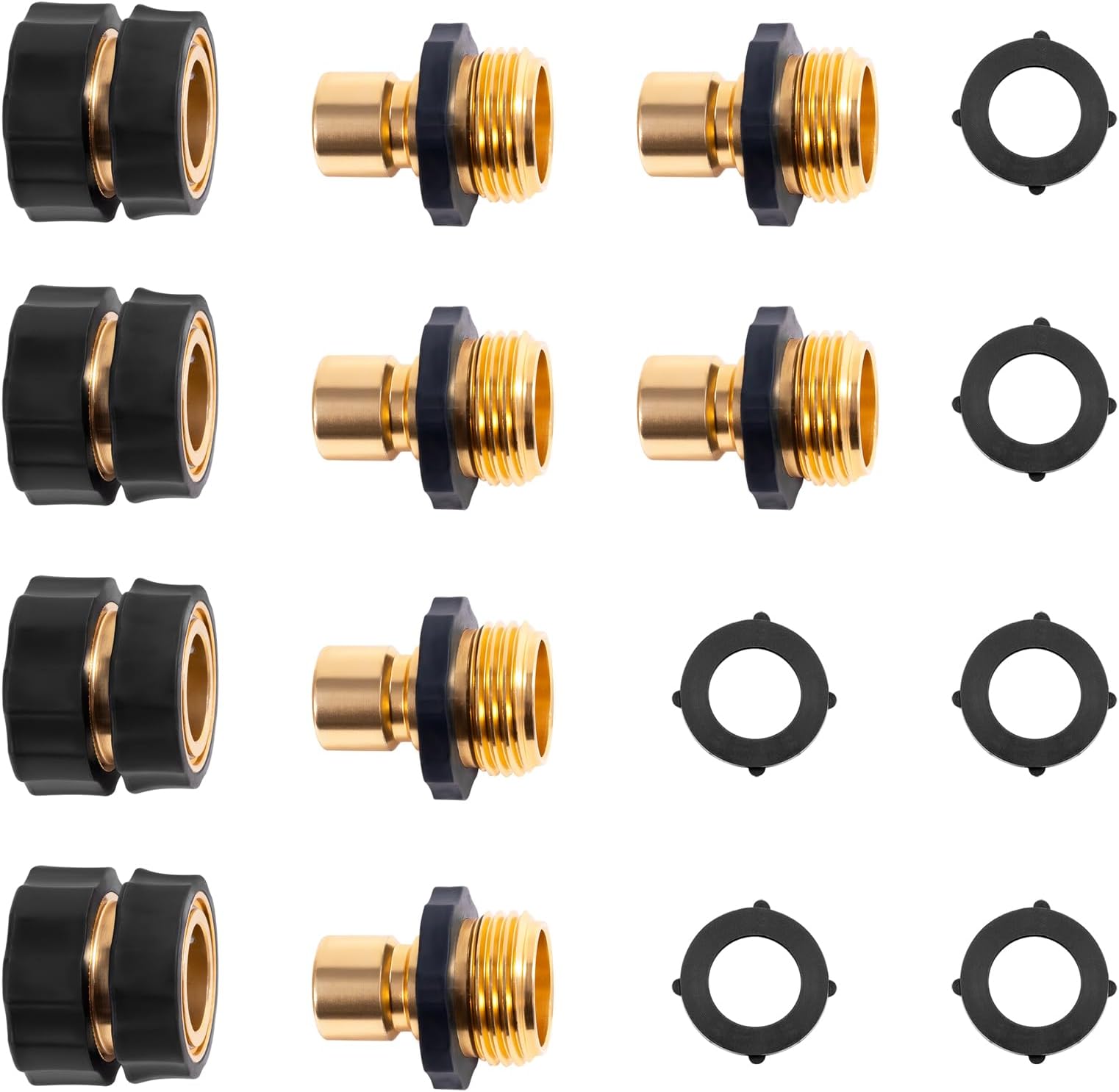 3Sets Garden Hose Quick Connect 3/4 inch GHT Brass Easy