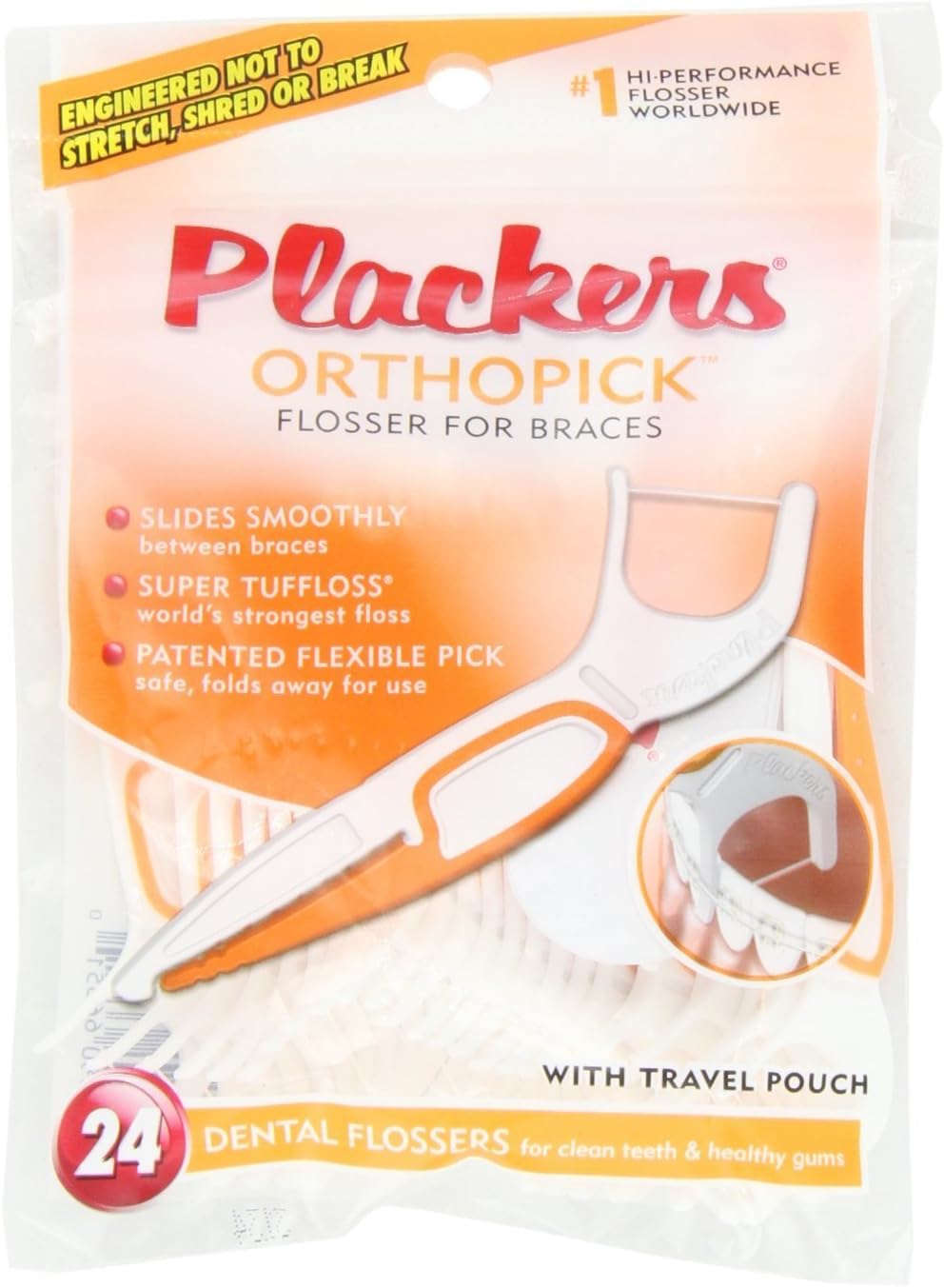 Plackers Ortho Pick Flosser, 24 Count