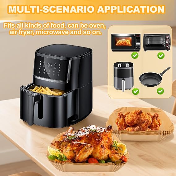 120 Pieces Air Fryer Paper 23-27 cm, Waterproof Oil-proof Air Fryer Paper 7-12L Air Fryer Paper Oven Accessories Airi Fryer for Cosori Philips Ninja Cecotec XXL