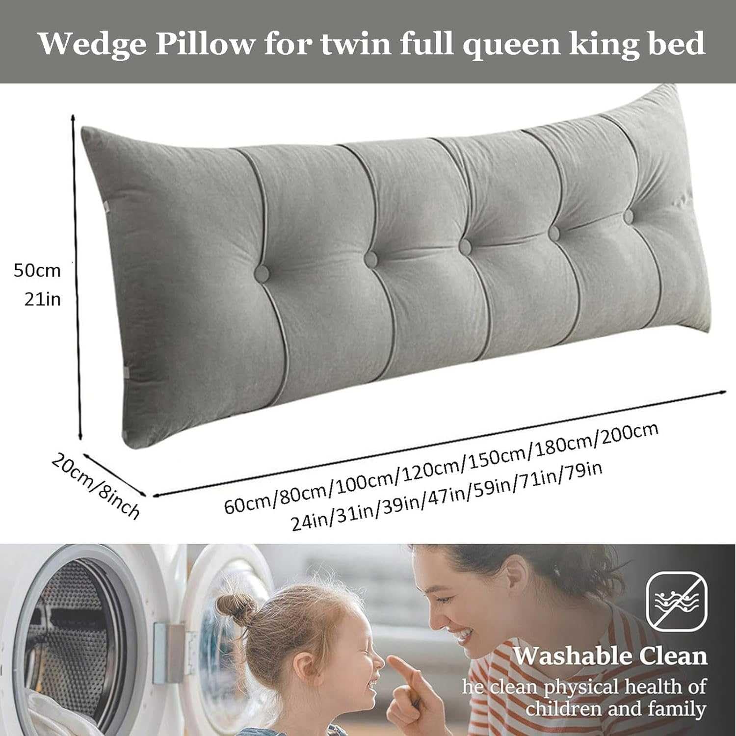 Cuscino Schienale Per Letto E Divano - 80x50cm, Morbido, Removibile, Per Supporto Lombare - Foto 10