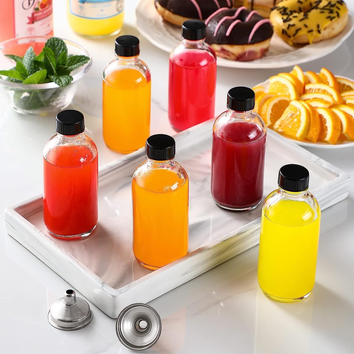 Clear Glass Bottles with Lids - 5 Pack -5 Clear Glass Bottles with Lids - 5 Pack -5