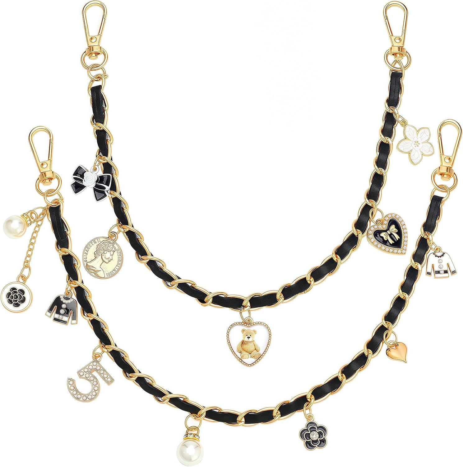 2Pcs Purse Extender Chain Gold Bag Extender Chain Black Leather Purse Strap Extenders Pearl Purses Strap Replacement Crossbody Bags Accessories for Women Bag Charms for Handbag Tote Bags Purses Making 2Pcs Purse Extender Chain Gold Bag Extender Chain Black Leather Purse Strap Extenders Pearl Purses Strap Replacement Crossbody Bags Accessories for Women Bag Charms for Handbag Tote Bags Purses Making