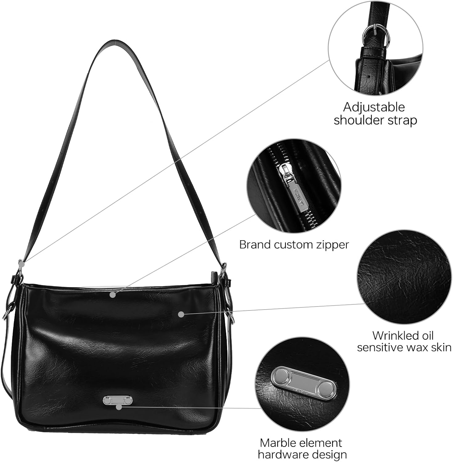 LA FESTIN Leather Purse Crossbody Bag for Women Large Capacity Designer bag with Adjustable Strap - Image 3