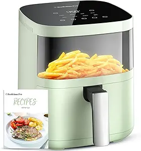 Air Fryer, Beelicious 8-in-1 Smart Compact 4QT Air Fryers with Viewing Window, Shake Reminder, 450°F Digital Airfryer with Flavor-Lock Tech, Dishwasher-Safe & Nonstick, Fit for 1-3 People, Avo Green