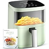Air Fryer, Beelicious 8-in-1 Smart Compact 4QT Air Fryers with Viewing Window, Shake Reminder, 450°F Digital Airfryer with Flavor-Lock Tech, Dishwasher-Safe & Nonstick, Fit for 1-3 People, Avo Green