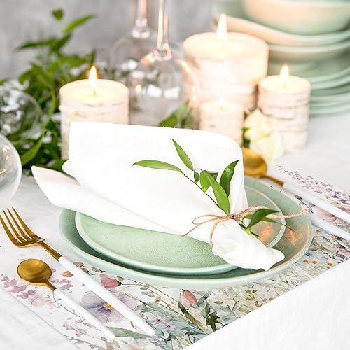 Miniatura 4 de AnyDesign Paquete de 50 manteles individuales desechables de papel floral de acuarela de flores silvestres de 11 x 17 pulgadas, manteles