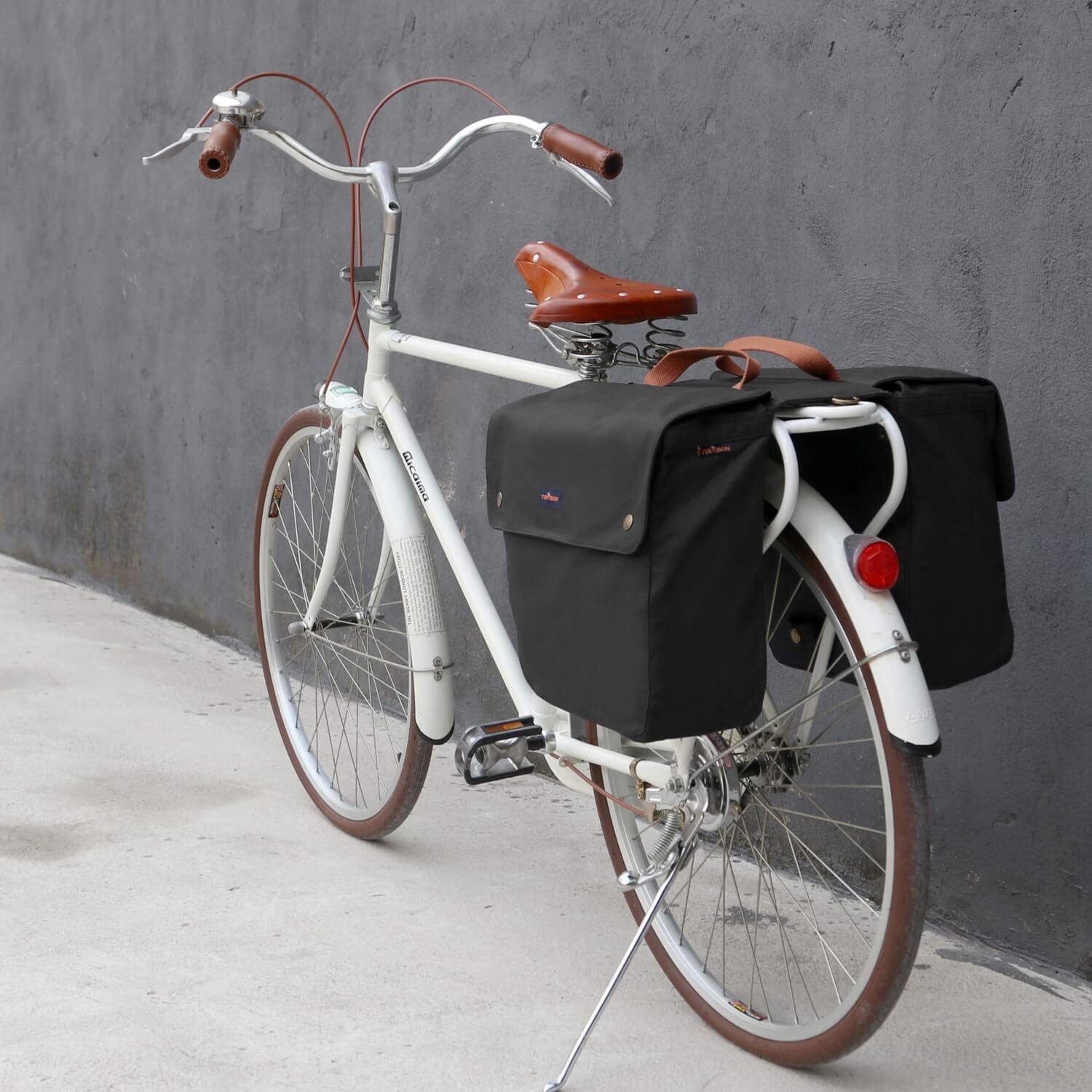 TOURBON Borsa doppia per bicicletta in tela impermeabile per portabagagli posteriore arrotolabile nero