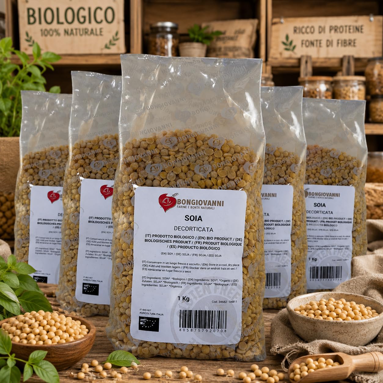 Bongiovanni Bontà Naturali Soja orgánica de Italia, pelada, 1 kg