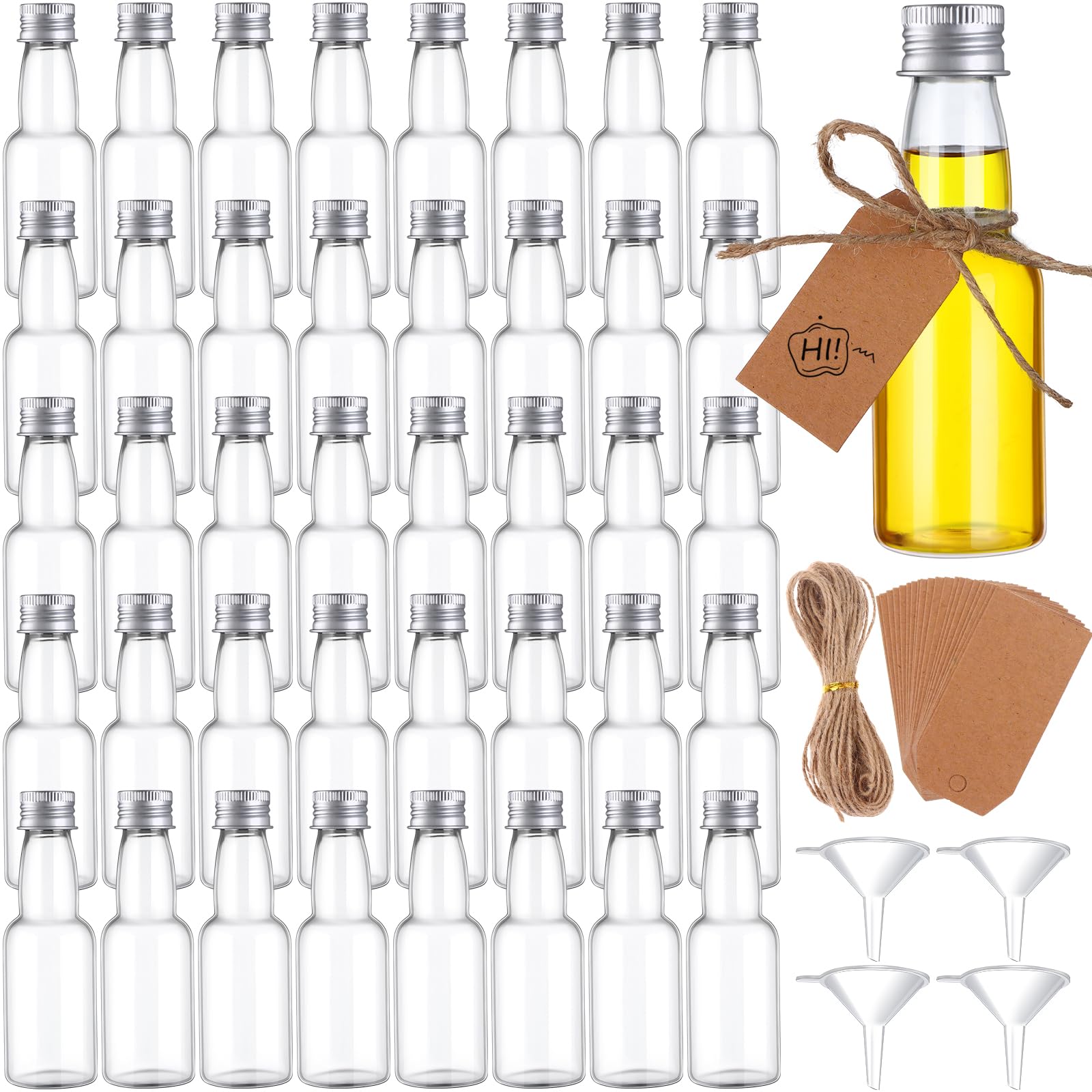 craftshou 40 Pack (50ml) Mini Liquor Bottles Small Empty Spirit